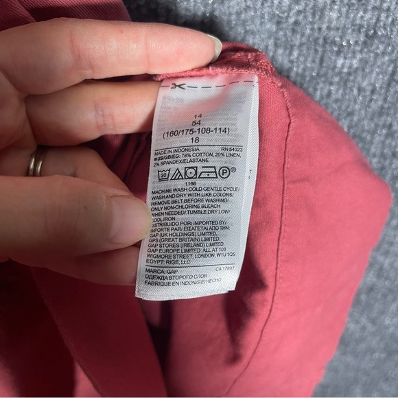 Gap Women’s 14 Pink Apron Dress Linen Cotton Teacher 90s Y2K - Picture 16 of 16